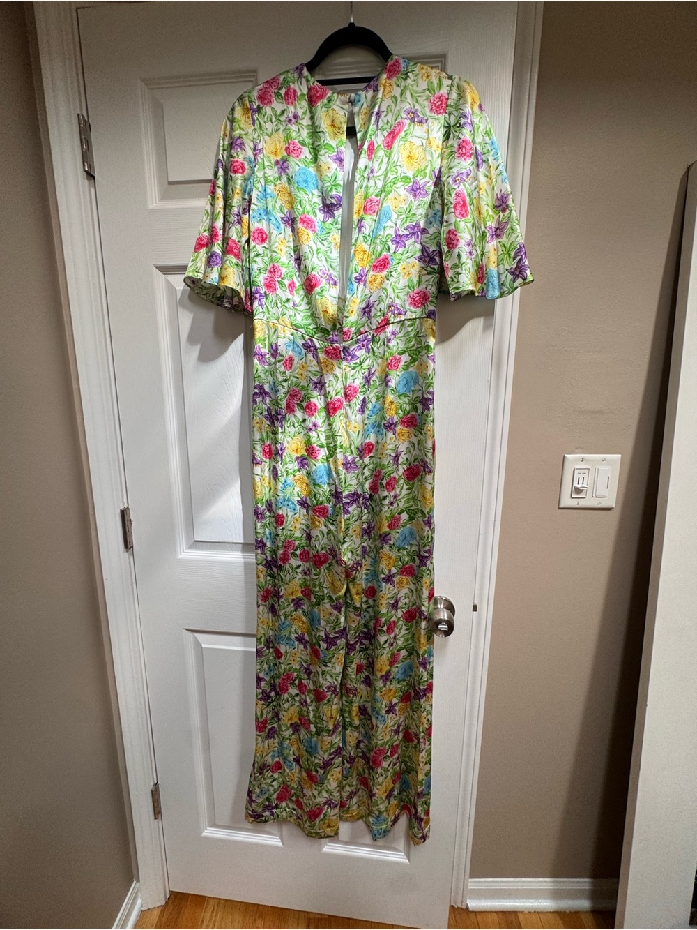 Floral Multicolor Jumpsuit with Short Sleeves